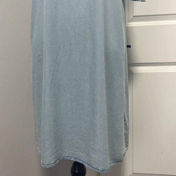 Noisy May Womens Chambray Open Shoulder Ruffle Tencel Dress Short Sleeve Blue M - Picture 3 of 8